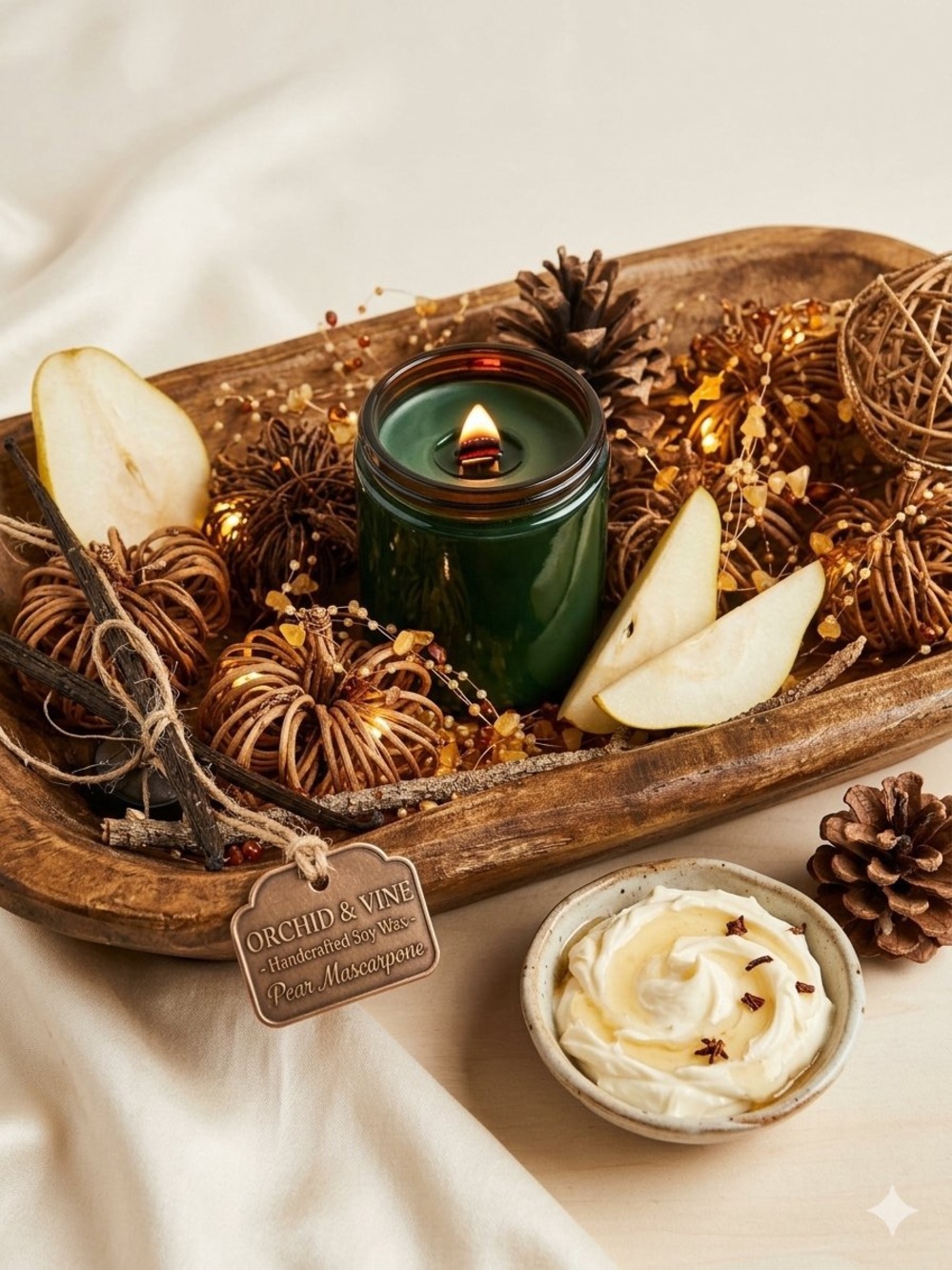 Orchid & Vine Pear Mascarpone Scented Jar Candle Clean Living